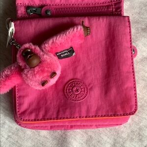 Kipling Kids Pink Crossbody Bag with Monkey Keychain